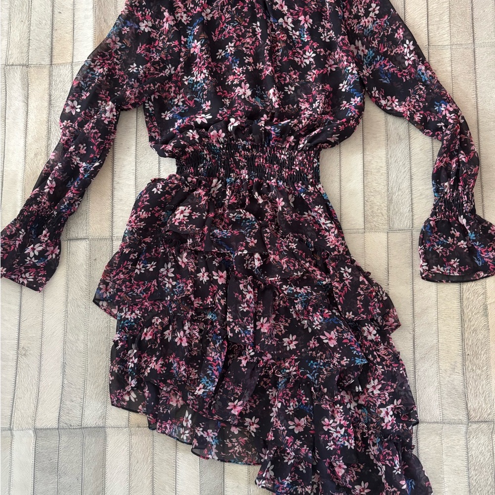 Misa Floral Smockwaist Longsleeve Dress